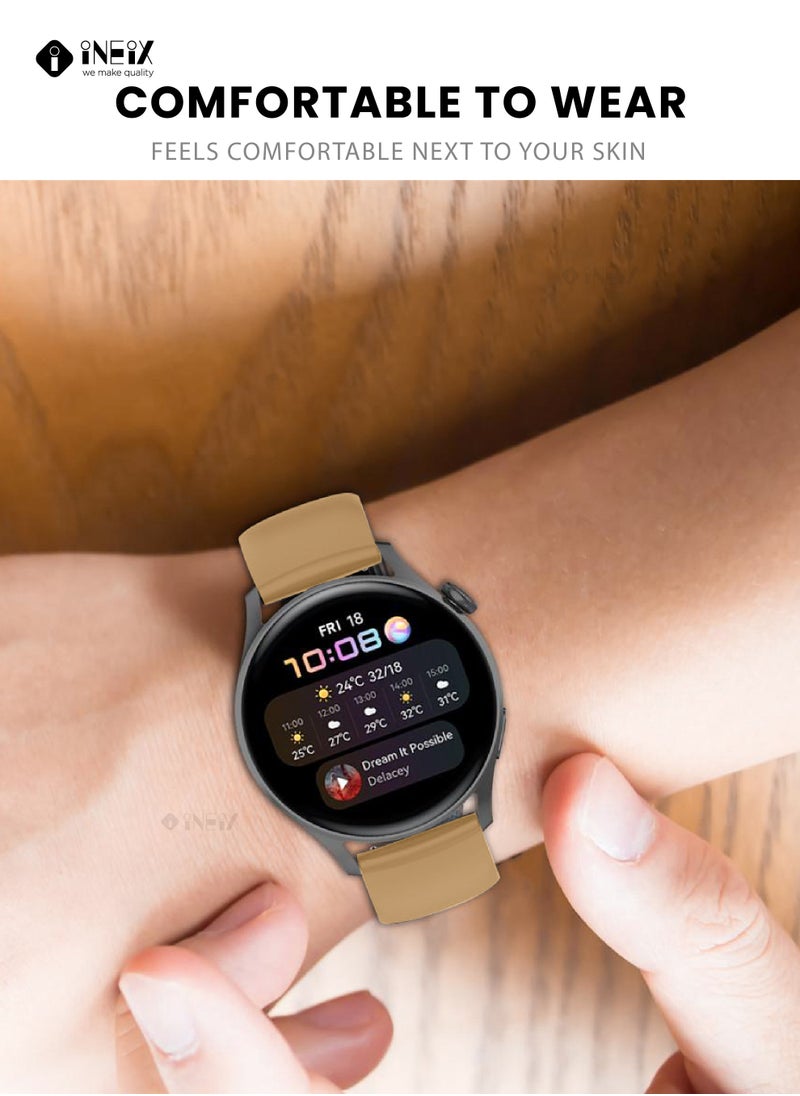 INEIX Silicone Sport Replacement Strap For Huawei Watch 3/3 Pro - Brown  - Image 4