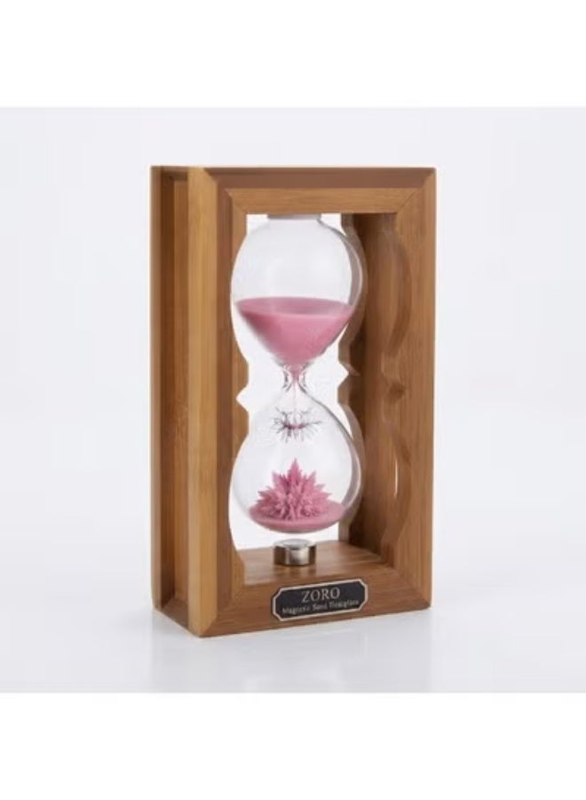 Zero Magnetic Sand Hourglass with Wooden Frame - Pink - Image 2