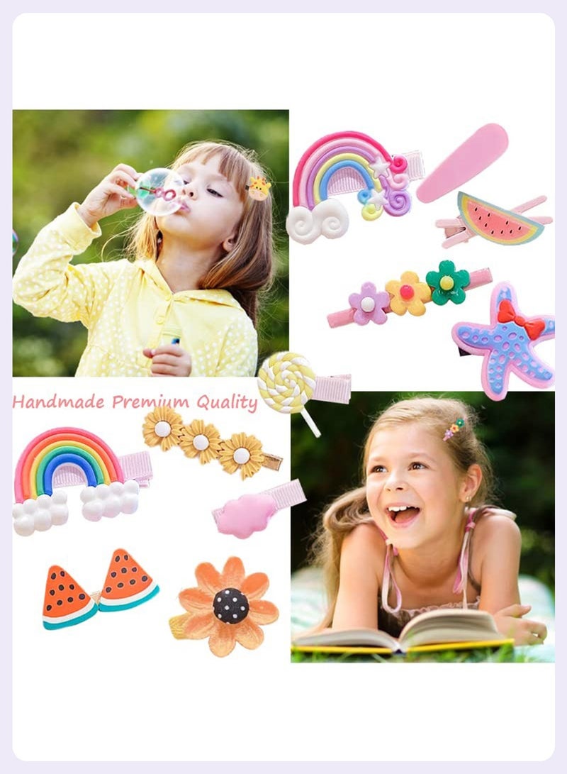 BELANO 28 Pcs Hair Clips for Girls, Cute Flowers Rainbow Candy Fruit Butterfly Hair Clips Set for Daily Hairstyles, Variety Clips for Hair Accessories Gift - Image 5