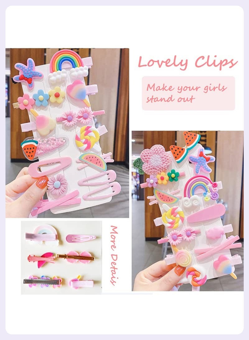 BELANO 28 Pcs Hair Clips for Girls, Cute Flowers Rainbow Candy Fruit Butterfly Hair Clips Set for Daily Hairstyles, Variety Clips for Hair Accessories Gift - Image 4