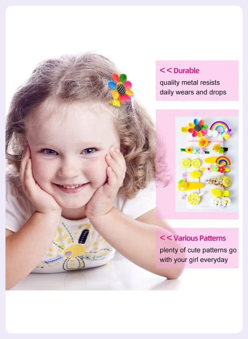 BELANO 28 Pcs Hair Clips for Girls, Cute Flowers Rainbow Candy Fruit Butterfly Hair Clips Set for Daily Hairstyles, Variety Clips for Hair Accessories Gift - Image 2
