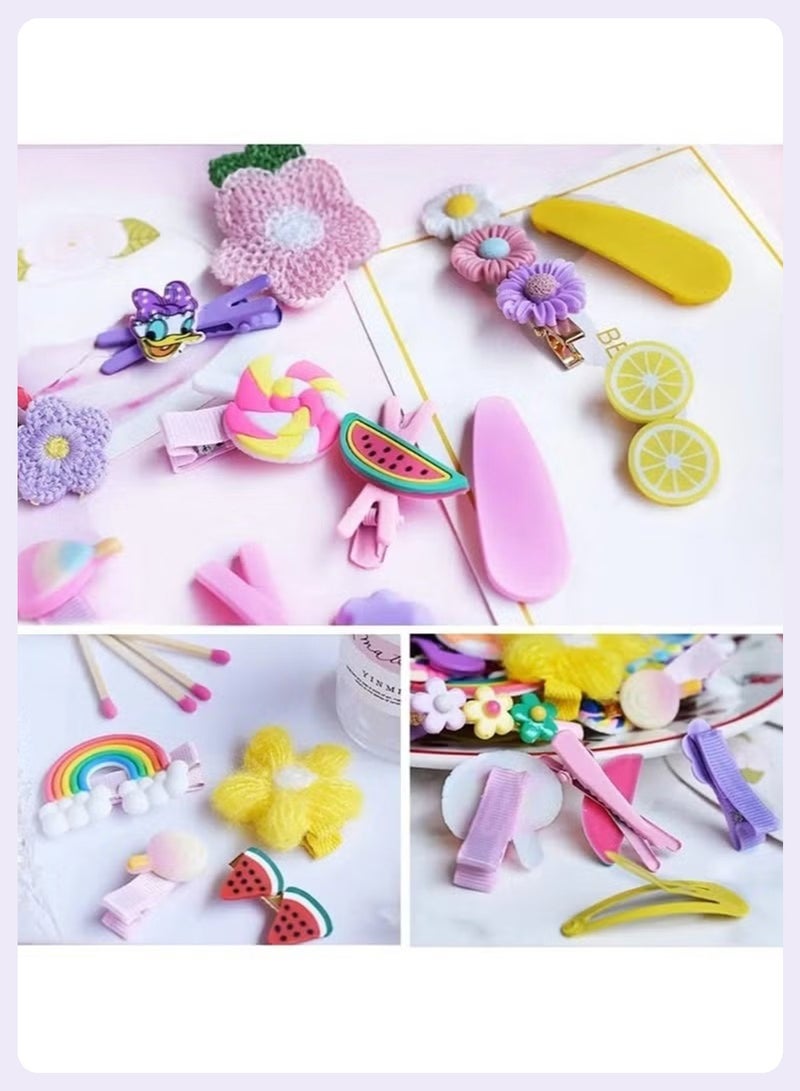 BELANO 28 Pcs Hair Clips for Girls, Cute Flowers Rainbow Candy Fruit Butterfly Hair Clips Set for Daily Hairstyles, Variety Clips for Hair Accessories Gift - Image 3