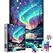 PICKFORU Magic Northern Lights Puzzles for Adults 1000 Pieces Nature Fantasy Landscape Puzzle Tree Star Starry Night Puzzles Galaxy Challenging Scenery Jigsaw Puzzles Aurora Light - Image 2