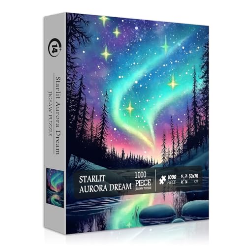 PICKFORU Magic Northern Lights Puzzles for Adults 1000 Pieces Nature Fantasy Landscape Puzzle Tree Star Starry Night Puzzles Galaxy Challenging Scenery Jigsaw Puzzles Aurora Light - Image 5