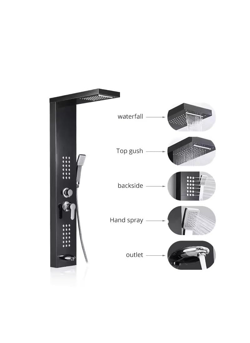 LAPHOENIX LAPHOENIX Luxury Thermostatic Shower Panel System Rainfall Wall Mount Easy Connect Shower Panel Kit Luxury Black Shower Panel Stainless Steel 304 Grade  - Image 5