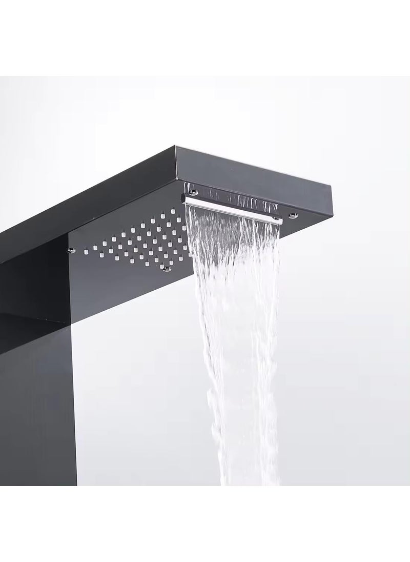 LAPHOENIX LAPHOENIX Luxury Thermostatic Shower Panel System Rainfall Wall Mount Easy Connect Shower Panel Kit Luxury Black Shower Panel Stainless Steel 304 Grade  - Image 4