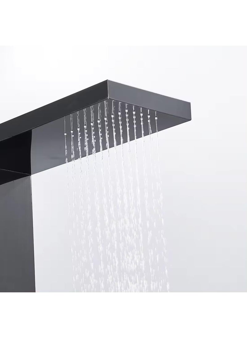LAPHOENIX LAPHOENIX Luxury Thermostatic Shower Panel System Rainfall Wall Mount Easy Connect Shower Panel Kit Luxury Black Shower Panel Stainless Steel 304 Grade  - Image 3