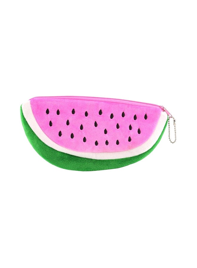NIBEMINENT Cute Watermelon Shape Plush Pencil Bag Pink