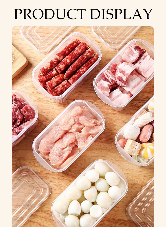 DUNISO مجموعة 6 قطع من حاويات الطعام البلاستيكية المستطيلة مع أغطية - حاويات تخزين الطعام القابلة للتكديس - حاويات تحضير الطعام محكمة الإغلاق - آمنة للاستخدام في الميكروويف والفريزر - صناديق تخزين قابلة لإعادة الاستخدام في الثلاجة للخضروات والفواكه واللحوم والحبوب - Image 2
