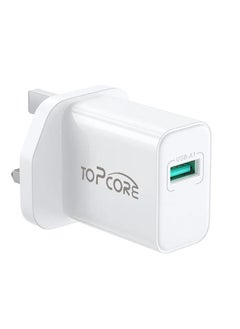 توب كور محول طاقة USB من نوع A بقوة 20 واط وتقنية PD 3.0: يوفر شحناً فعّالاً وسريعًا للأجهزة المتوافقة. يشمل محول الطاقة الحائطي وكابل بطول 1 متر مع شاحن سريع للهواتف بواجهة USB-A.  - Image 1