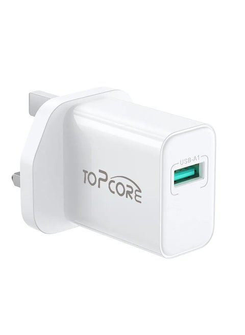 20W USB Type A PD 3.0 Power Adapter Wall Charge and Lead Charging with Phone Fast Charger USB A Plug and Cable 1M, for iPhone 12/12 Pro/12 mini/12 Pro Max/11 Pro Max SE 2020 X XR XS 8 iPad White