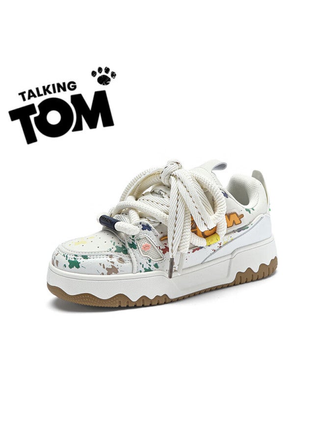 Talkingtom Shoes Uni  Autumn Winter New Plush Lined Casual Sneakers White Brown Size 45 - Image 3