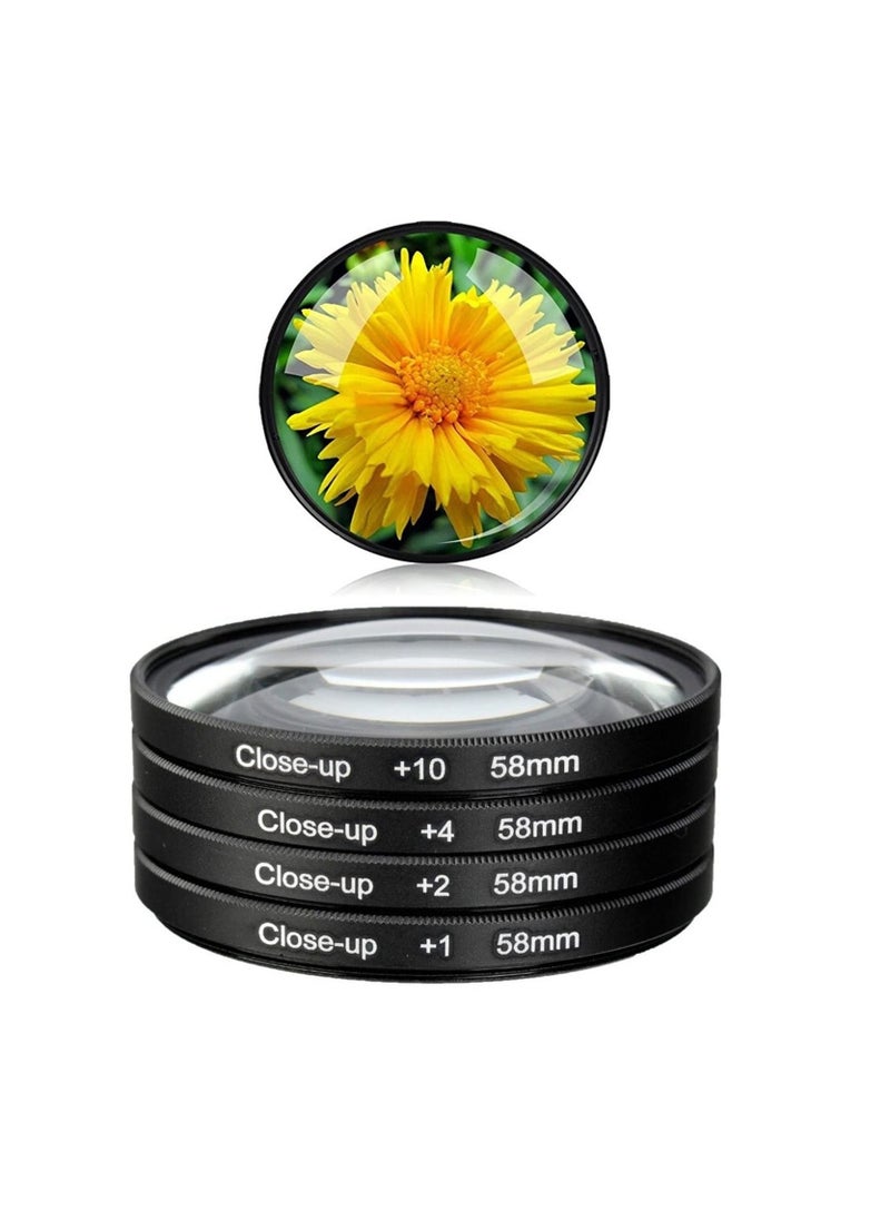 Generic Close-up +1/+2/+4/+10 Lens Set Filters for Digital Cameras and DSLR Cameras Macro Lens Kit for Cameras Lens (4 Piece Set) (58mm)  - Image 3