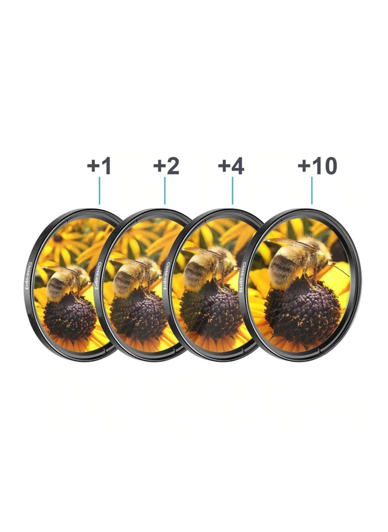 Generic Close-up +1/+2/+4/+10 Lens Set Filters for Digital Cameras and DSLR Cameras Macro Lens Kit for Cameras Lens (4 Piece Set) (58mm)  - Image 1