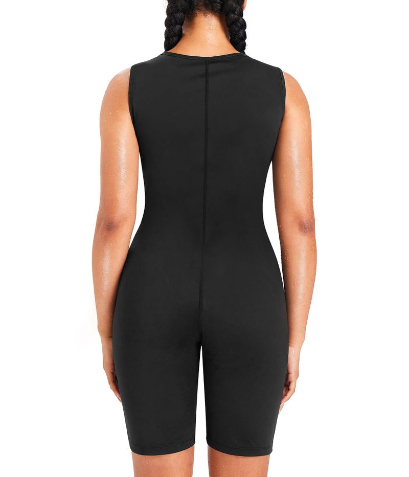 Junlan Sauna Suit for Women Full Body Sweat Jumpsuit Waist Trainers for Working Out(Black,2X-Large) - Image 4