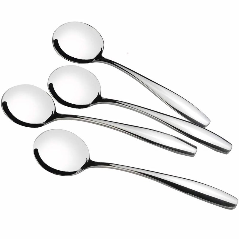 Ggbin 7.3 Inch Stainless Steel Round Soup Spoon  12 Pieces - Image 1
