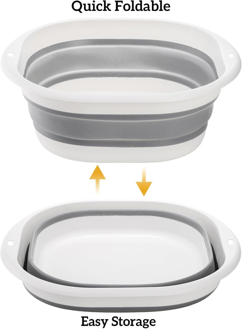 Goaste 3 Pack Collapsible Wash Basin, Portable Washing Basin, Foldable Dish Tub Square, Space Saving Plastic Washtub for Dishing, Fruit, Camping, Laundry, Hiking & Home (Grey) - Image 3