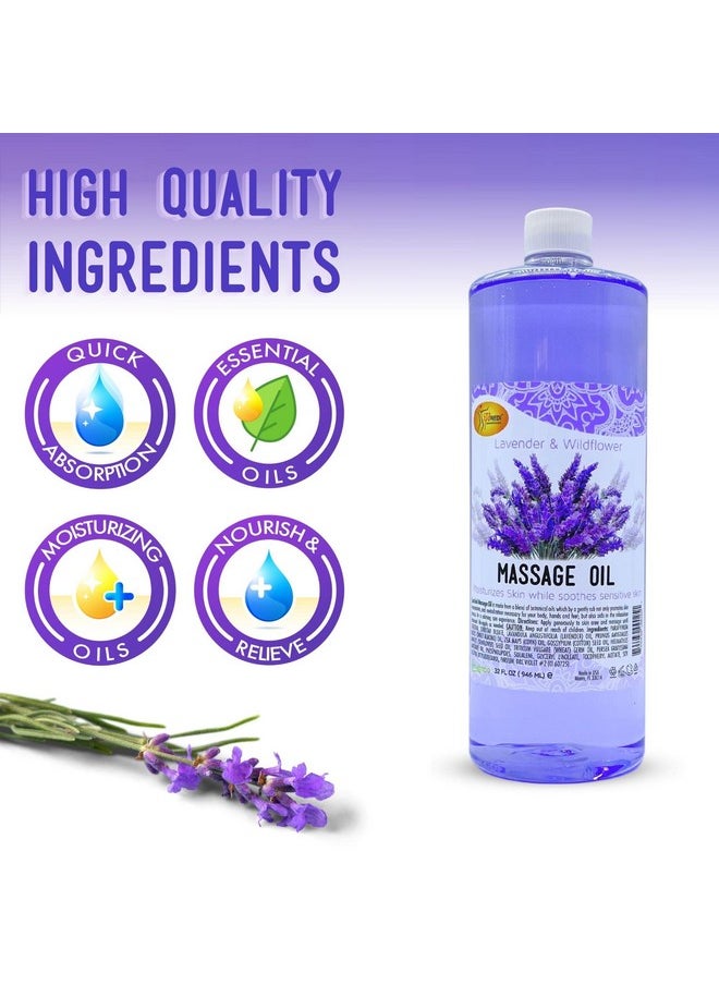 spa REDI - Massage Oil Lavender 32 Ozprofessional Full Body Massage Therapy Manicure Pedicurerelax Sore Muscles And Repair Dry Skin Enhanced With High Absorption Oils And Vitamin E - Image 1