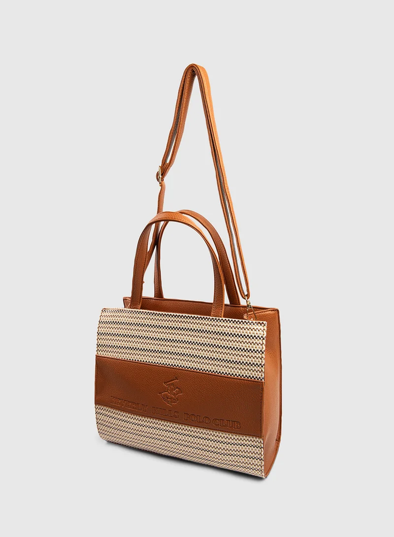 BEVERLY HILLS POLO CLUB Patterned Zip-Closure Tote Bag
