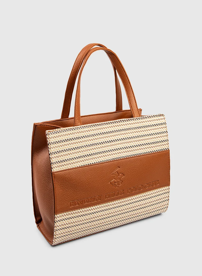 BEVERLY HILLS POLO CLUB Patterned Zip-Closure Tote Bag