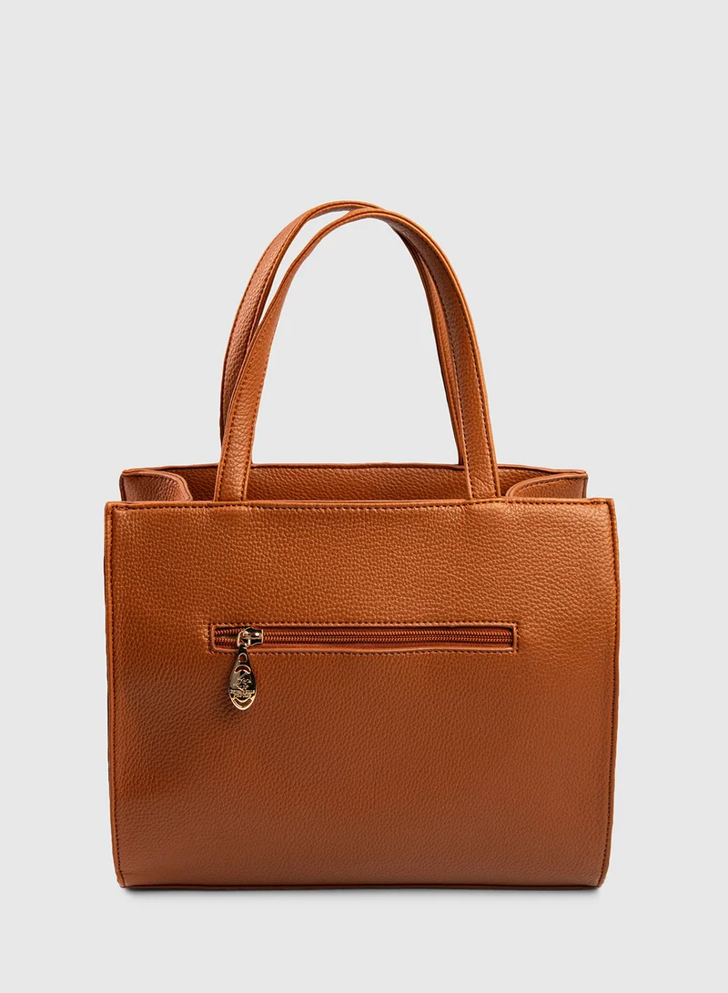 BEVERLY HILLS POLO CLUB Patterned Zip-Closure Tote Bag