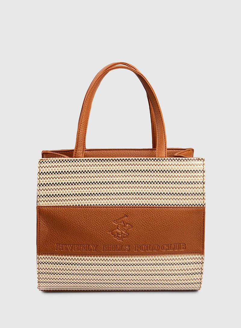 BEVERLY HILLS POLO CLUB Patterned Zip-Closure Tote Bag