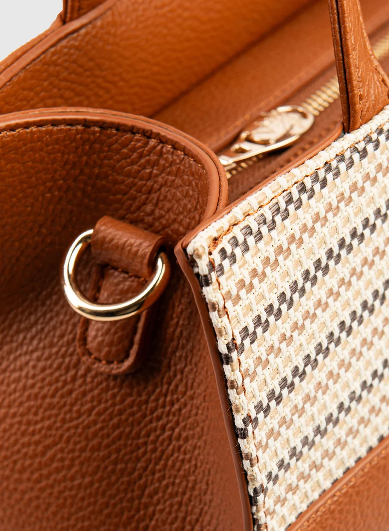BEVERLY HILLS POLO CLUB Patterned Zip-Closure Tote Bag