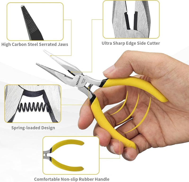 BOOSDEN 5 Inch Small Needle Nose Pliers Set, 5 Pack Jewelry Pliers - Image 3