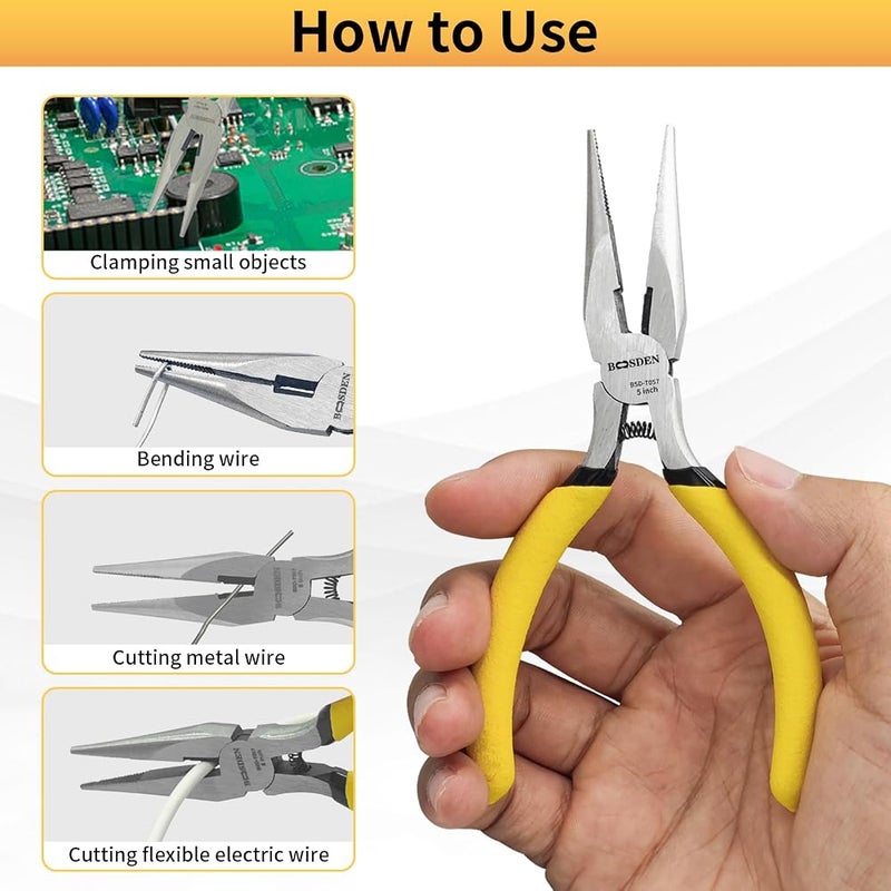 BOOSDEN 5 Inch Small Needle Nose Pliers Set, 5 Pack Jewelry Pliers - Image 4