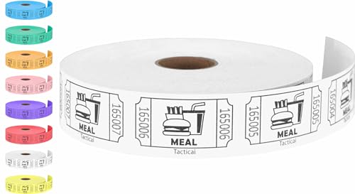 Tacticai 1000 Raffle Tickets, Meal, White (1 of 8 Colors), Single Roll, Ticket for Events, Food, Class Reward, Fundraiser & Prizes - Image 4