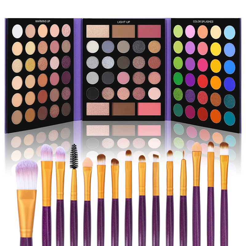 UCANBE 86 Colors Nude Eyeshadow Palette with 15pcs Makeup Brushes Set, Matte Glitter Long Lasting Highly Pigmented Waterproof Colorful Eye Shadow Contour Blush Powder Highlighter All in One - Image 1