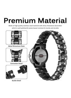 Y&D Bling Band with Rhinestone Diamond, Compatible for Google Pixel Watch Band, Stylish Lightweight Sparkling Glitter Metal Watch, Women Girl(Black)  - Image 2