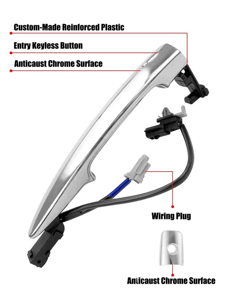 TIKSCIENCE 806409N00A Exterior Door Handle Chrome Front Left Driver Side Fit for Nissan Sentra Murano Maxima Leaf 2009-2018 Replace 806451AA0A 12459871 - Image 4