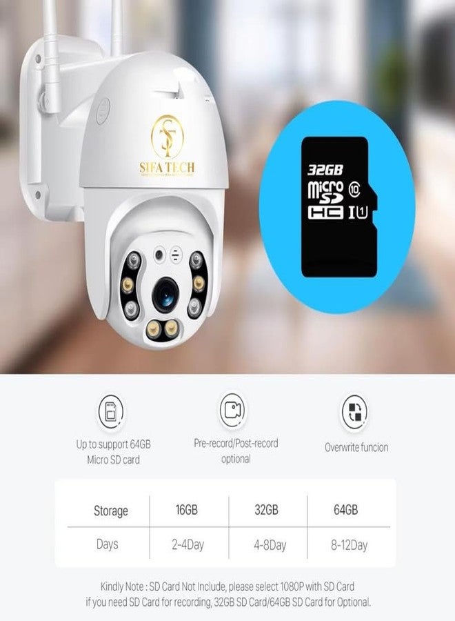 SIFA TECH UltraXR 2MP Outdoor Smart WiFi Wireless IP CCTV Security Camera | Colored Night Vision | 2-Way Audio | Motion Tracking | Cruise Mode | Support 128 GB Micro SD Card Slot - Image 2