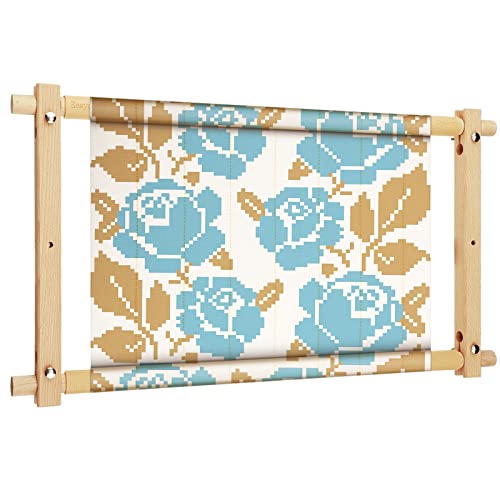 Yookeer Needlepoint Embroidery Tapestry Scroll Frame Cross Stitch Frame Wooden Needlepoint Stretcher Wood Needlework Quilting Hoop Stand Stitching Holder Tool for Sewing 12 x 21 Inch - Image 1