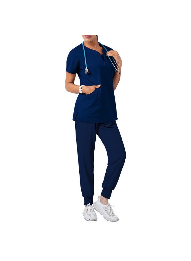 Loquat Womens Medical Scrubs Set Medical Uniform Set Navy Blue - Image 1