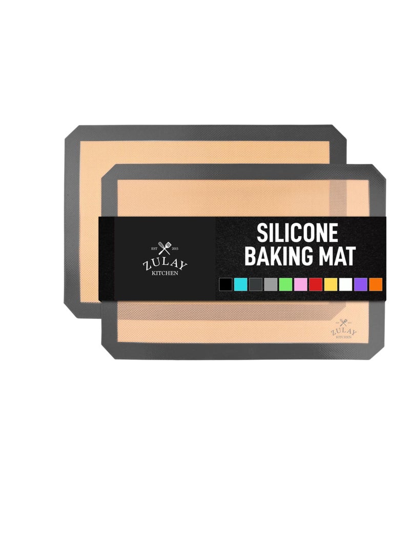 Zulay Kitchen 16.5"x11.6" 2-Pack Silicone Baking Mat Sheet - Reusable Silicone Baking Sheet - Easy & Convenient Nonstick Baking Supplies - Silicone Mats for Baking - Baking Mat For Oven - (Dark Gray) - Image 1