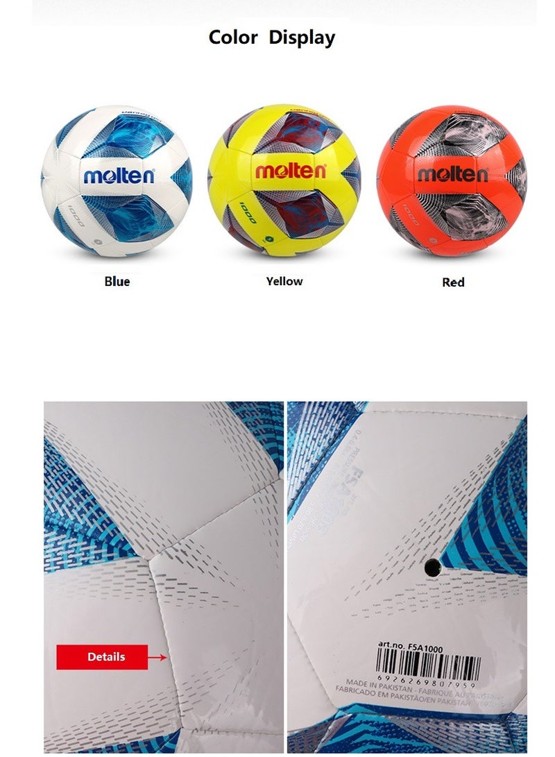 molten Molten Football F5A1000 Red Best Indoor or Outdoor for Soccer Players and Football Fansll Fans Yellow  - Image 3
