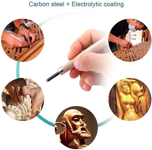 Deziine®12Pc Professional Carving Chisel Set, Carbon Steel Wood Carving Tools, Woodworking Chisels Wood Chisel Kits for Carving Woodworking Beginners & Kids - Image 4