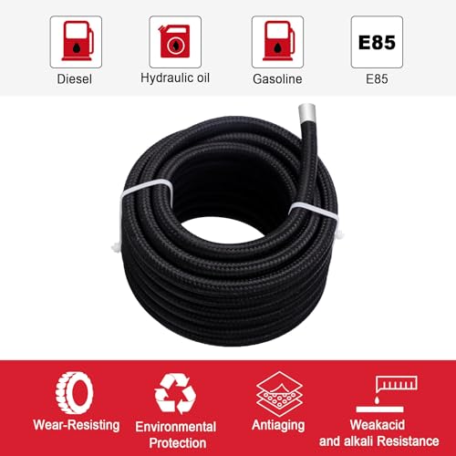 Pilida 25FT PTFE Fuel line Kit: 6AN 3/8" Fuel Hose EFI LS Fuel Injection line E85 Oil Gas Hose Fitting Kit Nylon Stainless Steel - Image 3