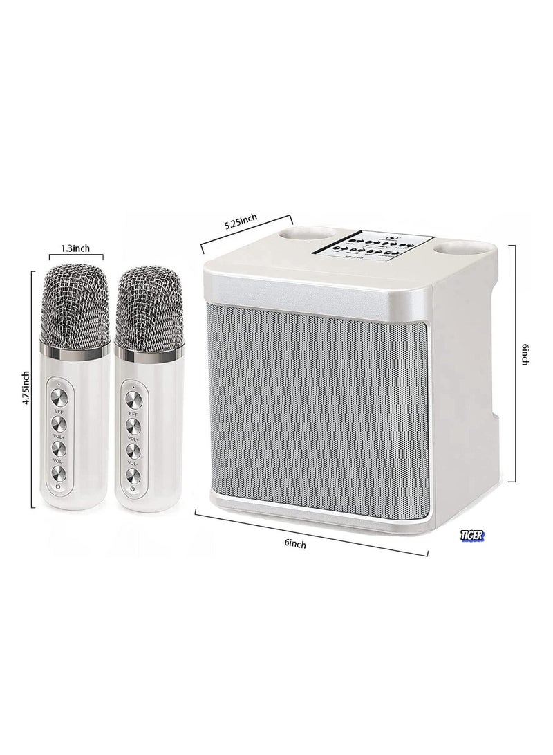 TIGER Rechargeable Speaker and Microphone Set | 1pc HD Sound Speaker & 2pcs Voice Changing Microphones Set | Portable High-Quality Deep Bass Stereo Soundbox (Beige) | Ideal for Karaoke, Parties, and Events  - Image 2