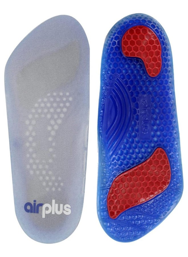 airplus Gel Orthotic 3/4 Length Comfort And Stability Shoe Insoles Blue And Red  - Image 1