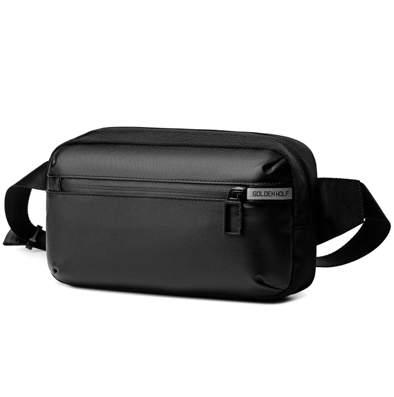أركتيك هانتر Golden Wolf Crossbody Bag Water Resistant Anti-Theft Polyester Business Travel Chest Bag for Men Women, GXB00864, Black
