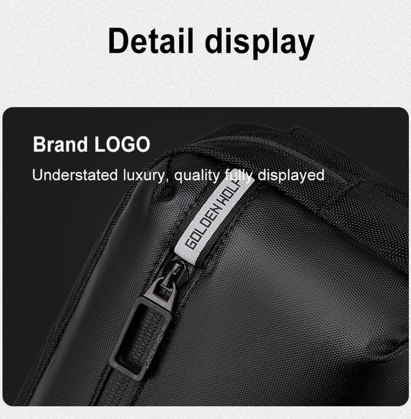 ARCTIC HUNTER Golden Wolf Crossbody Bag Water Resistant Anti-Theft Polyester Business Travel Chest Bag for Men Women, GXB00864, Black - Image 4