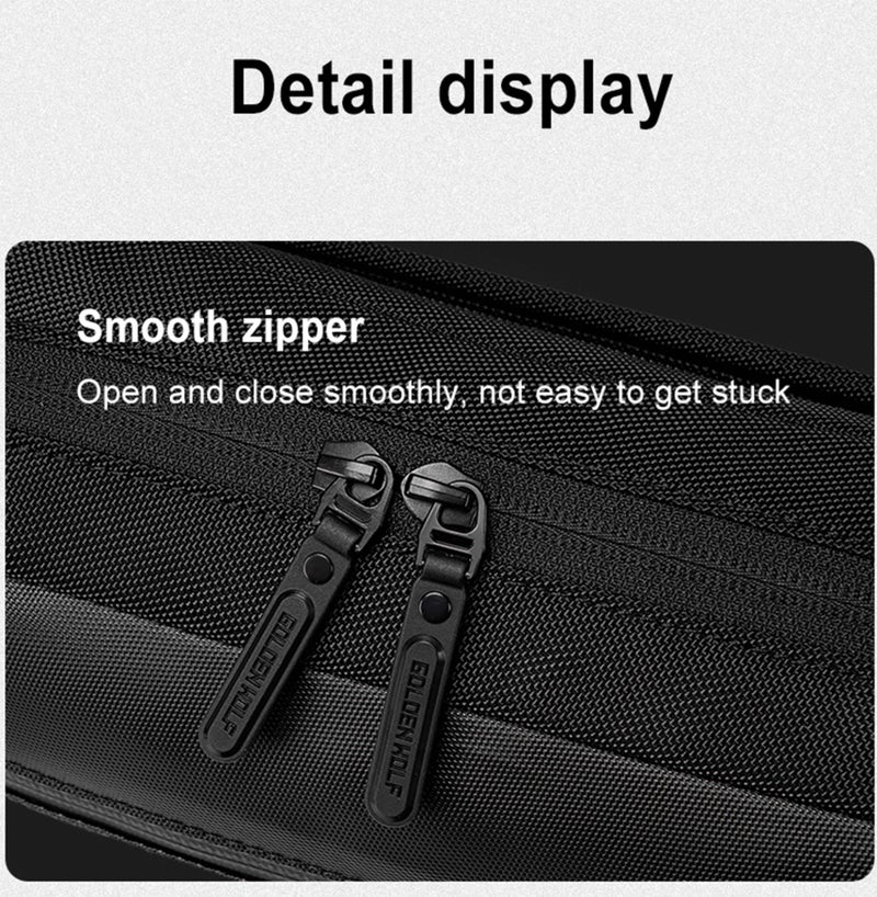 ARCTIC HUNTER Golden Wolf Crossbody Bag Water Resistant Anti-Theft Polyester Business Travel Chest Bag for Men Women, GXB00864, Black - Image 3