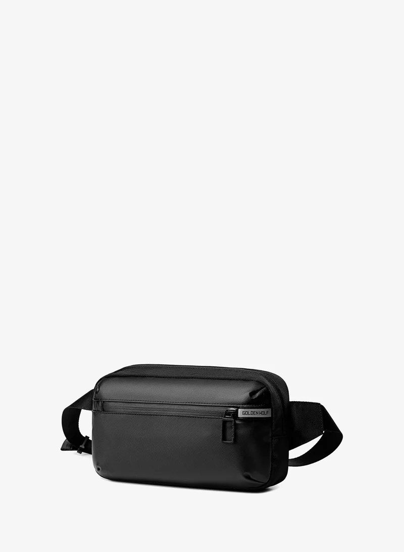 أركتيك هانتر Golden Wolf Crossbody Bag Water Resistant Anti-Theft Polyester Business Travel Chest Bag for Men Women, GXB00864, Black