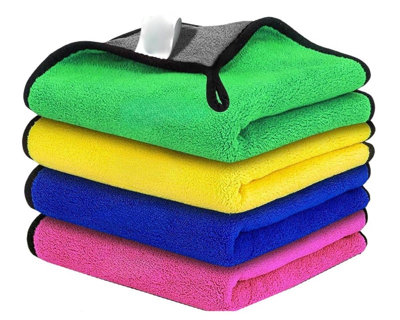 Auto E-Shopping Microfiber Car Cleaning Multicolor Cloth Towel Pack of 4 Piece 40x40 500 GSM for Car Bike Cleaning Polishing Washing & Detailing - Image 1