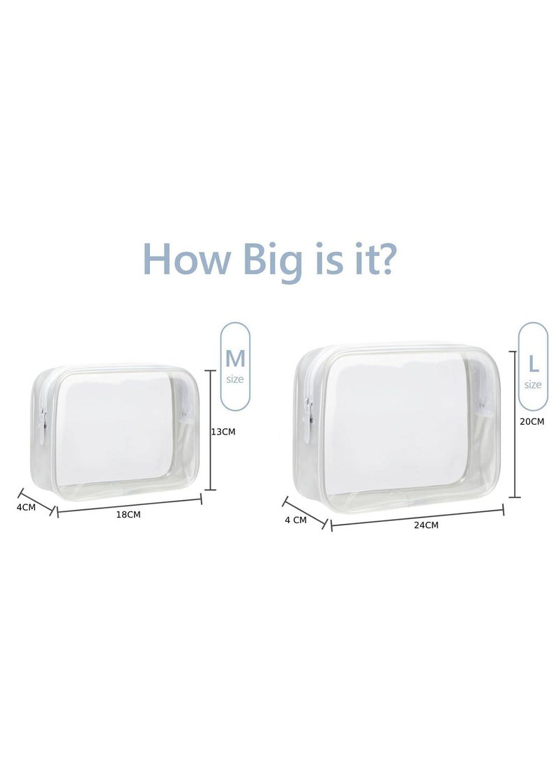 حقيبة أدوات الزينة الشفافة، عبوتين من حقيبة أدوات الزينة الشفافة، حقيبة مكياج شفافة، حقيبة مستحضرات تجميل شفافة للسفر للنساء والرجال، حقيبة بحجم ربع لتر، حقيبة حمل متوافقة مع خطوط الطيران في المطار (أبيض) - Image 2