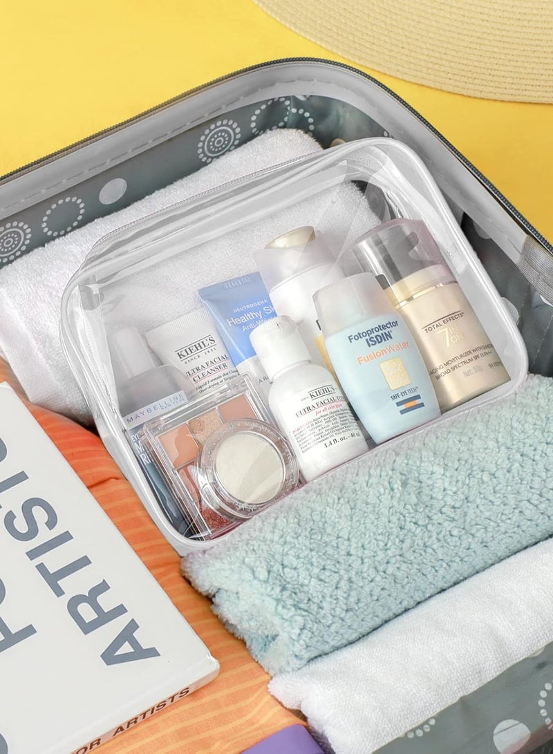 حقيبة أدوات الزينة الشفافة، عبوتين من حقيبة أدوات الزينة الشفافة، حقيبة مكياج شفافة، حقيبة مستحضرات تجميل شفافة للسفر للنساء والرجال، حقيبة بحجم ربع لتر، حقيبة حمل متوافقة مع خطوط الطيران في المطار (أبيض) - Image 4