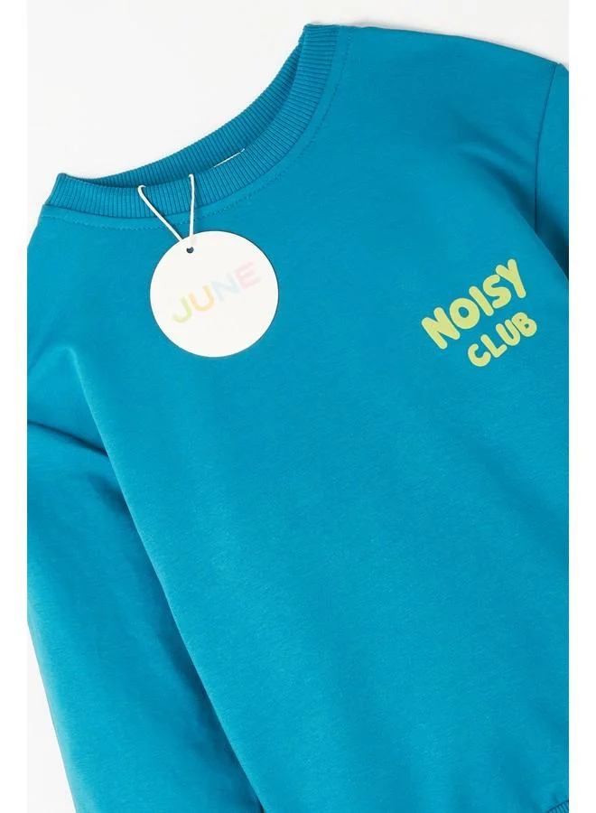 JUNE June Boy Embossed Slogan Printed Tracksuit Set Teal
